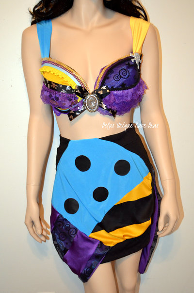 Sally Nightmare Before Christmas Costume Cosplay Dance Rave Bra Halloween Burlesque Show Girl