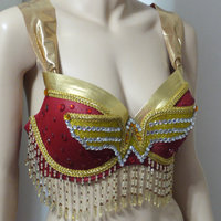 Beaded Wonder Woman Bra Costume Cosplay Dance Costume Rave Bra Halloween - Thumbnail 1