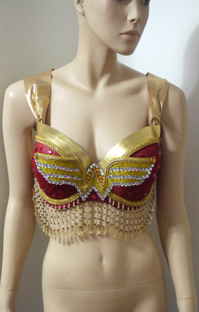 Beaded Wonder Woman Bra Costume Cosplay Dance Costume Rave Bra Halloween