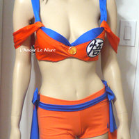 Female Goku Cosplay Dance Costume Rave Bra Rave Wear Halloween Burlesque Show Girl - Thumbnail 2