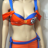 Female Goku Cosplay Dance Costume Rave Bra Rave Wear Halloween Burlesque Show Girl - Thumbnail 1
