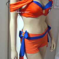 Female Goku Cosplay Dance Costume Rave Bra Rave Wear Halloween Burlesque Show Girl - Thumbnail 3