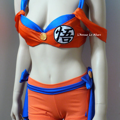 Female goku cosplay dance costume rave bra rave wear halloween burlesque show girl
