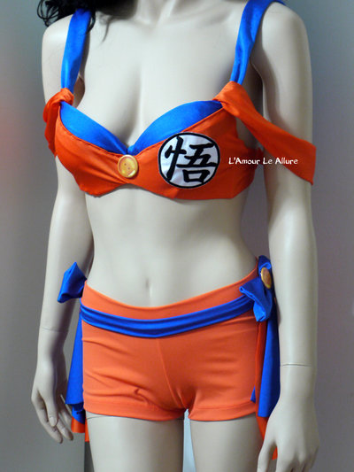 Female Goku Cosplay Dance Costume Rave Bra Rave Wear Halloween Burlesque Show Girl