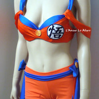 Female Goku Cosplay Dance Costume Rave Bra Rave Wear Halloween Burlesque Show Girl - Thumbnail 4