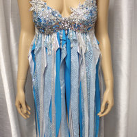 Elsa Babydoll Dress Cosplay Dance Costume Rave Bra Rave Wear Halloween Burlesque Show Girl - Thumbnail 1
