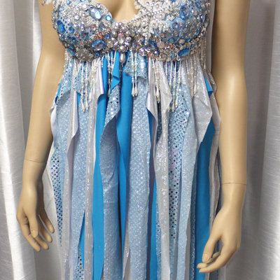 Elsa babydoll dress cosplay dance costume rave bra rave wear halloween burlesque show girl