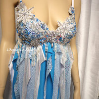 Elsa Babydoll Dress Cosplay Dance Costume Rave Bra Rave Wear Halloween Burlesque Show Girl - Thumbnail 3