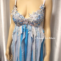 Elsa Babydoll Dress Cosplay Dance Costume Rave Bra Rave Wear Halloween Burlesque Show Girl - Thumbnail 2