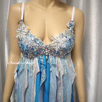 Elsa Babydoll Dress Cosplay Dance Costume Rave Bra Rave Wear Halloween Burlesque Show Girl - Thumbnail 4