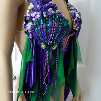 Ariel Disney Plunge Bra Top Cosplay Dance Costume Rave Bra Rave Wear Halloween Burlesque Show Girl - Thumbnail 1