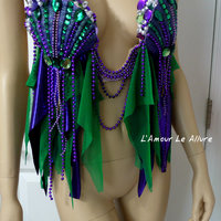 Ariel Disney Plunge Bra Top Cosplay Dance Costume Rave Bra Rave Wear Halloween Burlesque Show Girl - Thumbnail 4