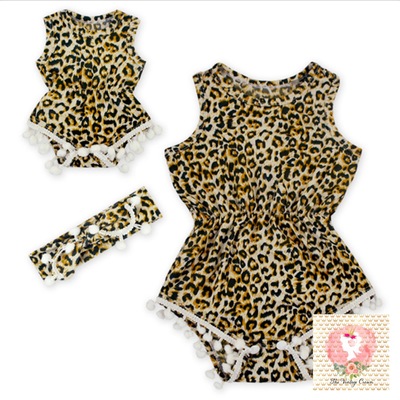 Leopard pom pom fringe jumper and matching headband! 