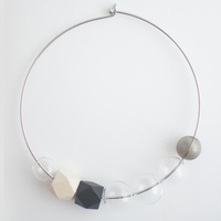 Black Wood Glass Beaded Collar NL1101 - Thumbnail 1