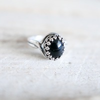 Mini Oval Black Onyx Ring - Thumbnail 1