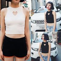 Free Shipping Heart Cut Out Summer Cropped Tank Top - Thumbnail 4