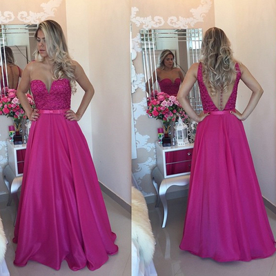 Fuchsia Prom Dress Long to Floor pst0507