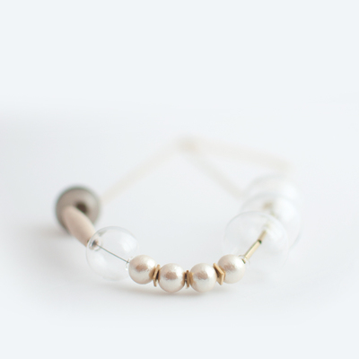 Glass cotton pearl wood necklace nl1059g