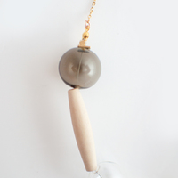 Glass Cotton Pearl Wood Necklace NL1059G - Thumbnail 2