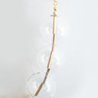 Glass Cotton Pearl Wood Necklace NL1059G - Thumbnail 3