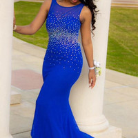 Royal Blue Mermaid Dress for Prom Party pst0514 - Thumbnail 2