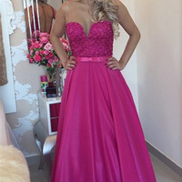 Fuchsia Prom Dress Long to Floor pst0507 - Thumbnail 1