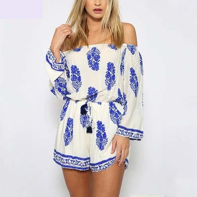 White cotton short jumpsuit