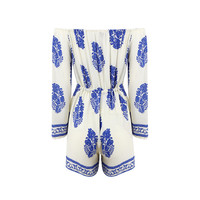 White Cotton Short Jumpsuit - Thumbnail 3