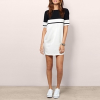 Black and White Color Black Casual Dress - Thumbnail 2