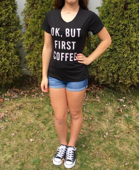 Ok, But First Coffee Top in black