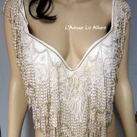 Pearl Beaded Bra Cosplay Dance Costume Rave Bra Rave Wear Halloween Burlesque Show Girl - Thumbnail 3