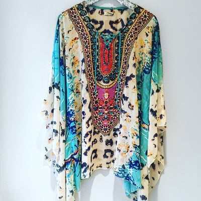 Sky blue embellished caftan