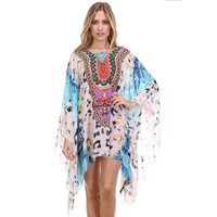 Sky Blue Embellished Caftan - Thumbnail 2