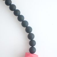 Pink Grey Glass Necklace NL1110 - Thumbnail 3
