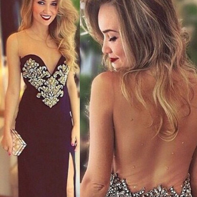 Slit skirt long prom party dress pst0552