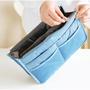 SKY BLUE Large Liner Organizer Bag Dual Zipper Purse Nice to Insert Inside BAGS - Thumbnail 3
