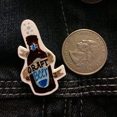 Beer snob - handmade shrinky dink pin