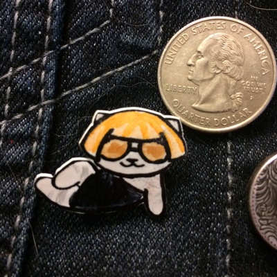 Lady meow meow - handmade shrinky dink pin