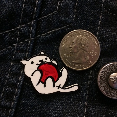 Snowball - handmade shrinky dink pin