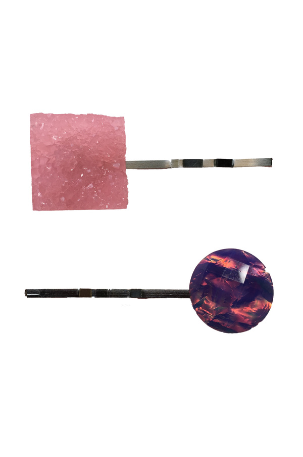 Bubblegum Pink Crystal Hair Pins Set