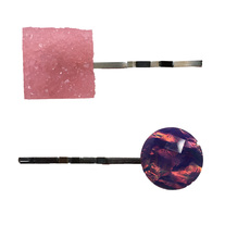 Bubblegum Pink Crystal Hair Pins Set