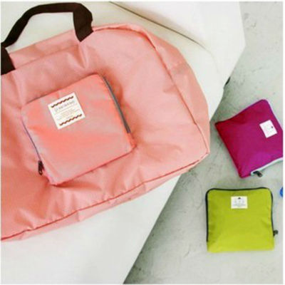 Pink color multiple use fold-able travel bag good for shopping & daily use bag