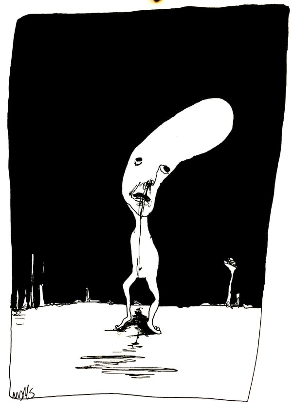 Nosebleed Bighead 8x6 Ink drawing