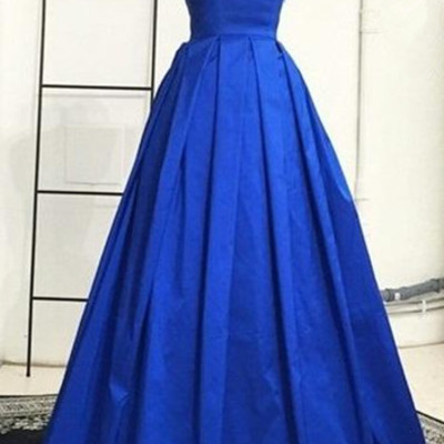 Backless a-line criss-cross straps draped blue prom dress,evening dress