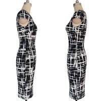 Black and White Work Dress - Thumbnail 1