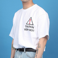 Free Shipping-CAUTION TEE IN WHITE - Thumbnail 1