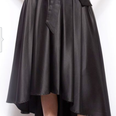 Ribbon belt high-low skirt