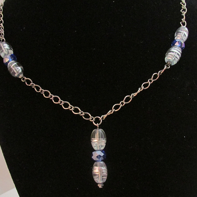 Blue and silver y necklace