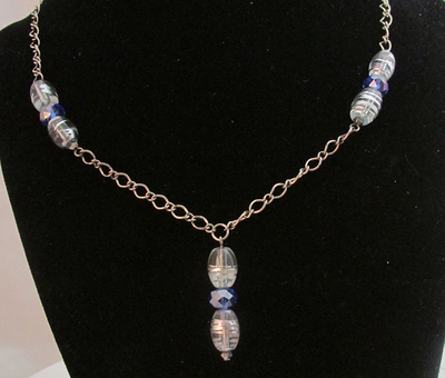 Blue and Silver Y necklace