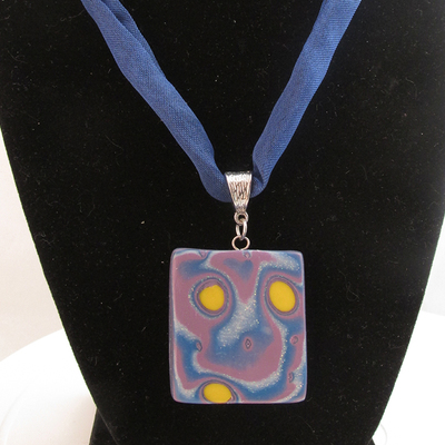 Mokume gane polymer clay pendant